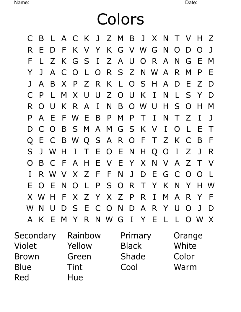 Colors Word Search