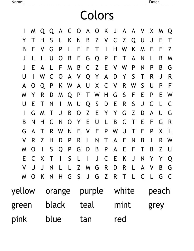 Colors Word Search