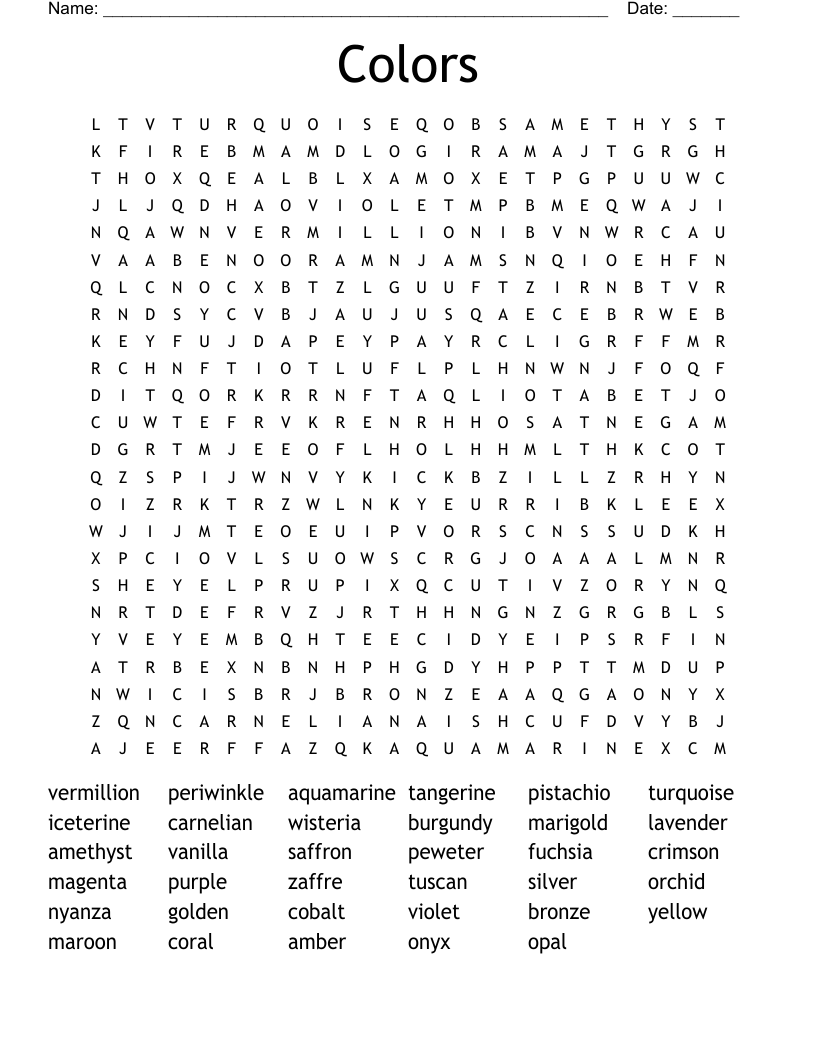 Colors Word Search