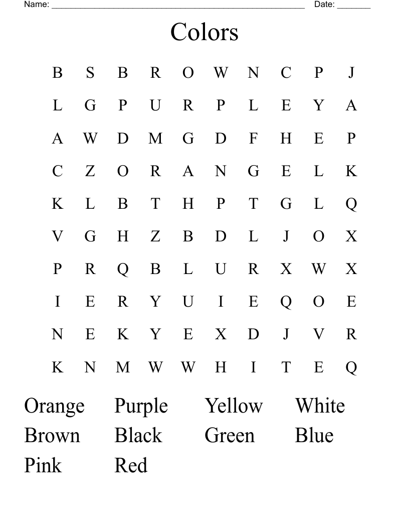 Colors Word Search