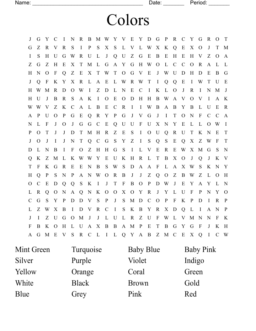 Colors Word Search