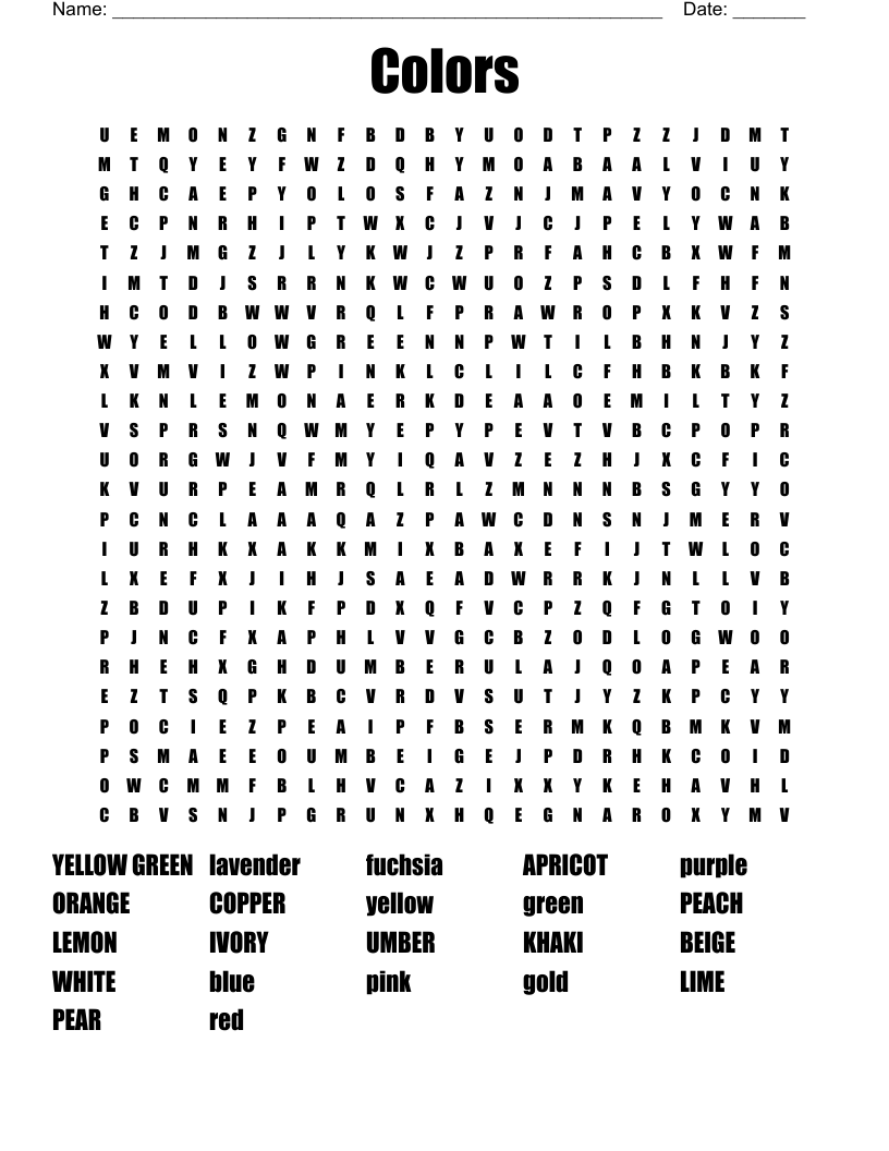 Colors Word Search