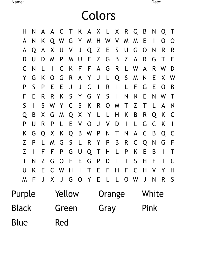 Colors Word Search