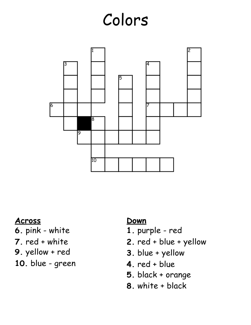 Colors Crossword