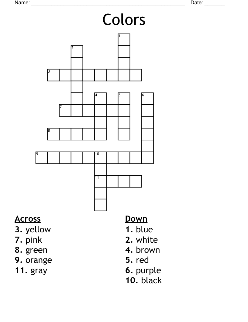 Colors Crossword