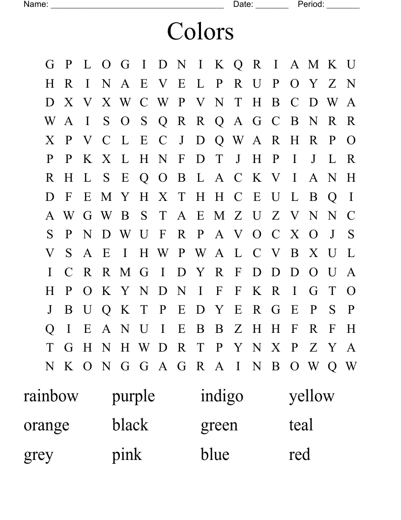 Colors Word Search