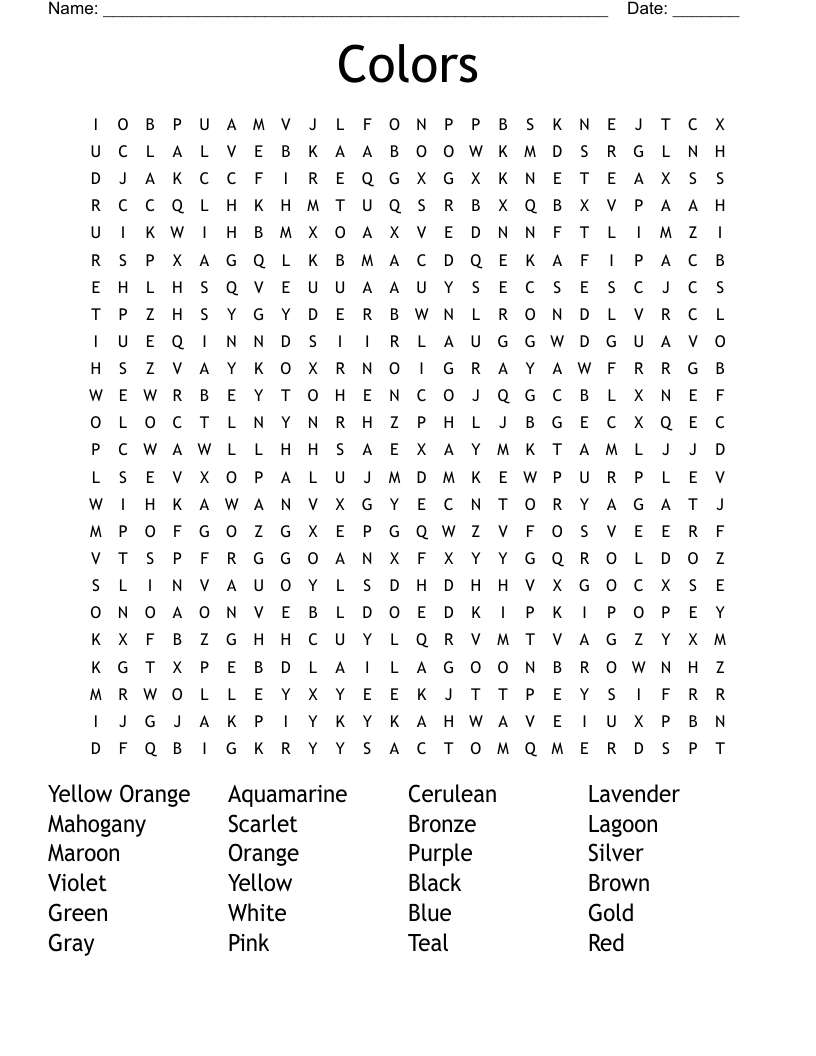 Colors Word Search