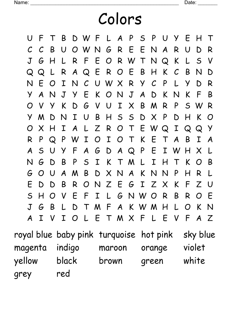 Colors Word Search