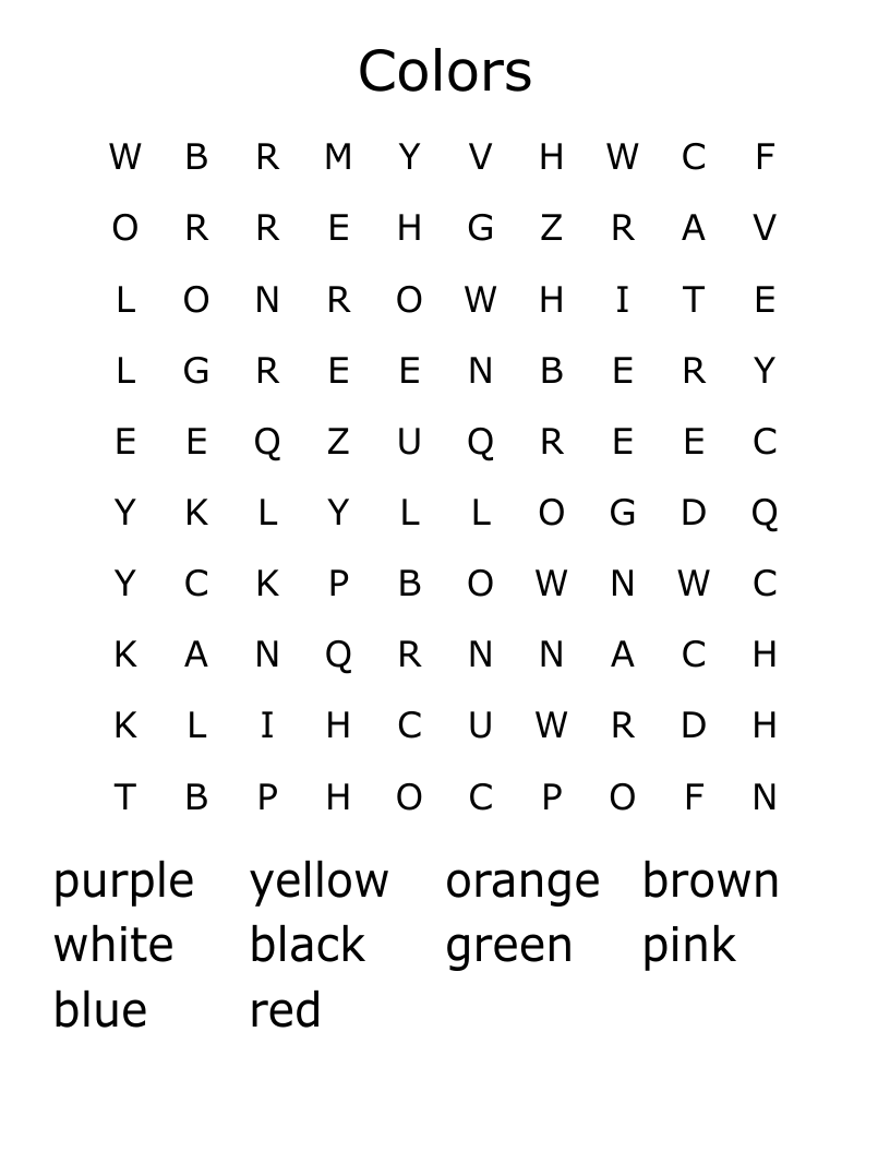 Colors Word Search
