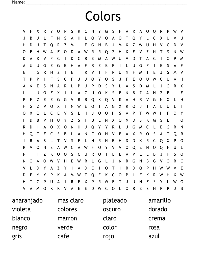 Colors Word Search