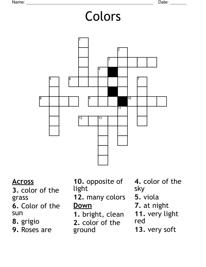 Colors Crossword