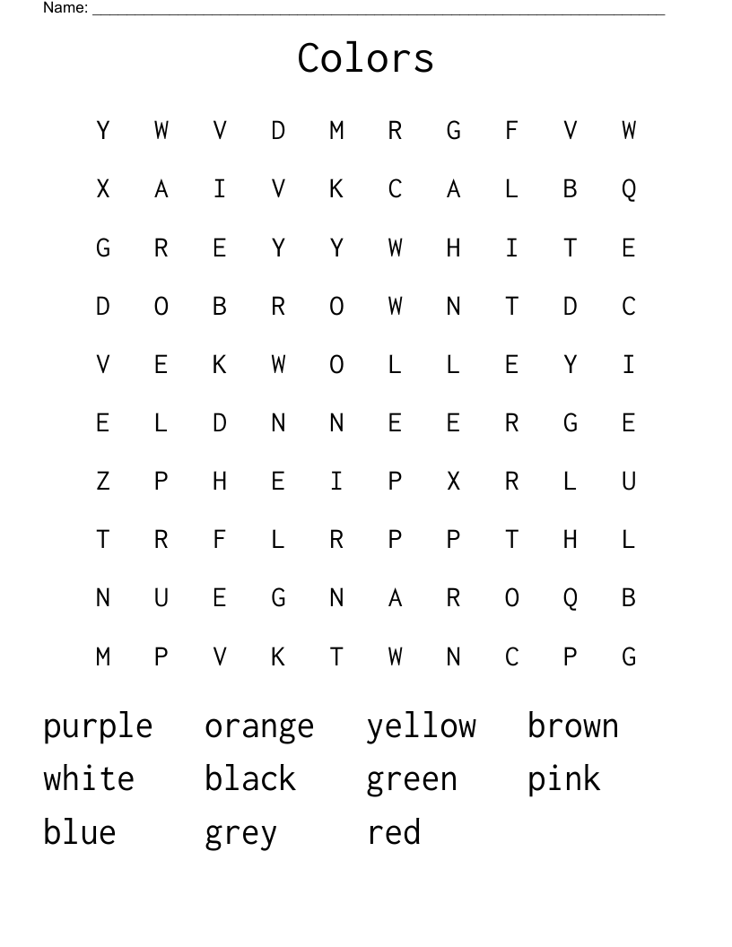 Colors Word Search