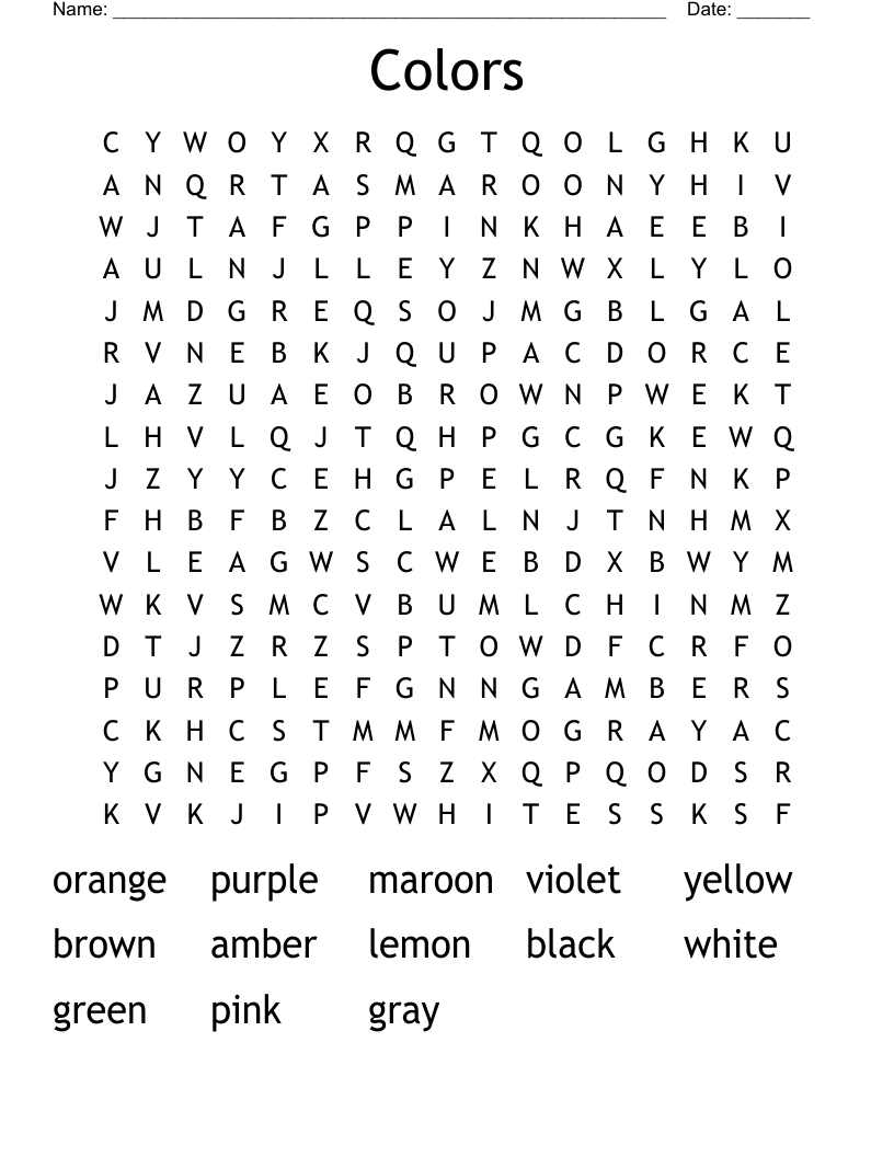 Colors Word Search