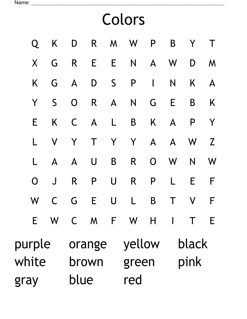 Colors Word Search