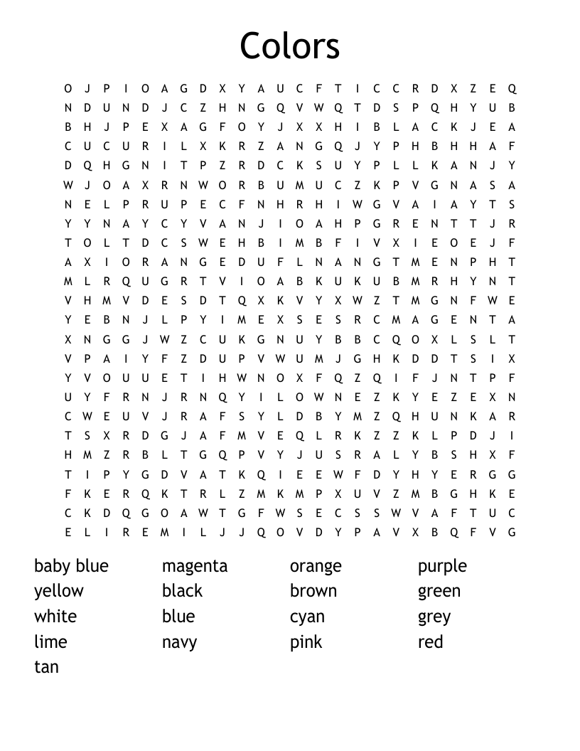 Colors Word Search
