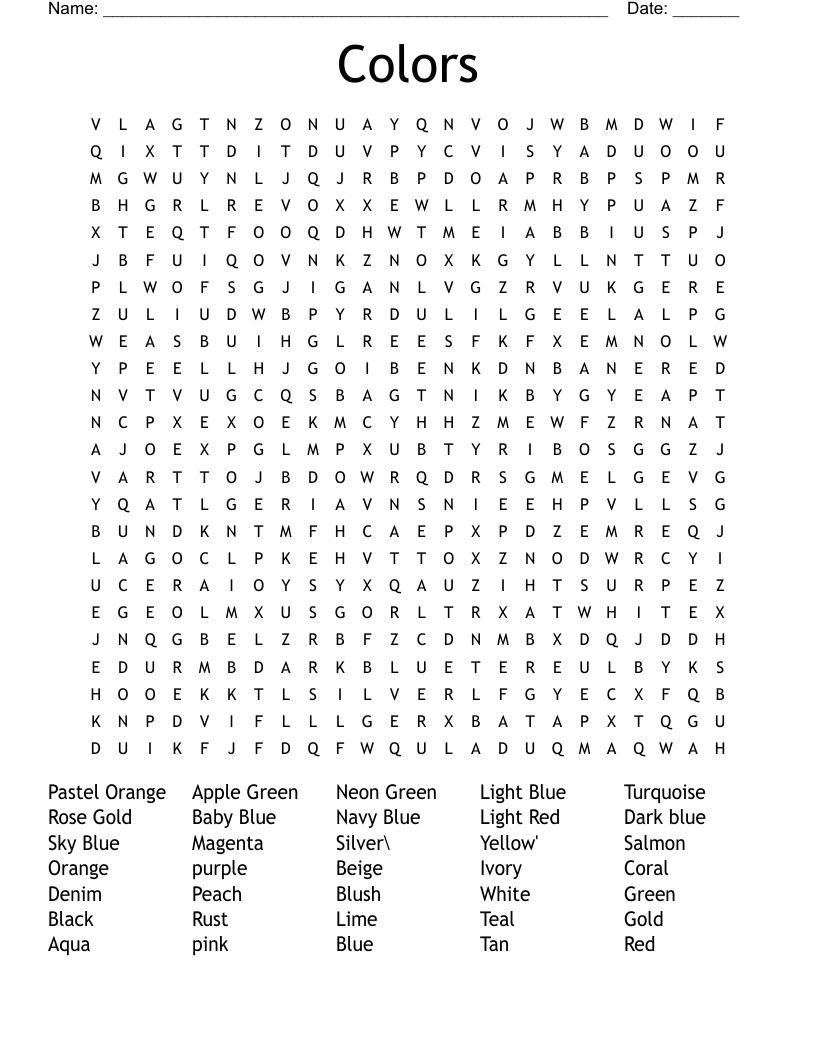 Colors Word Search