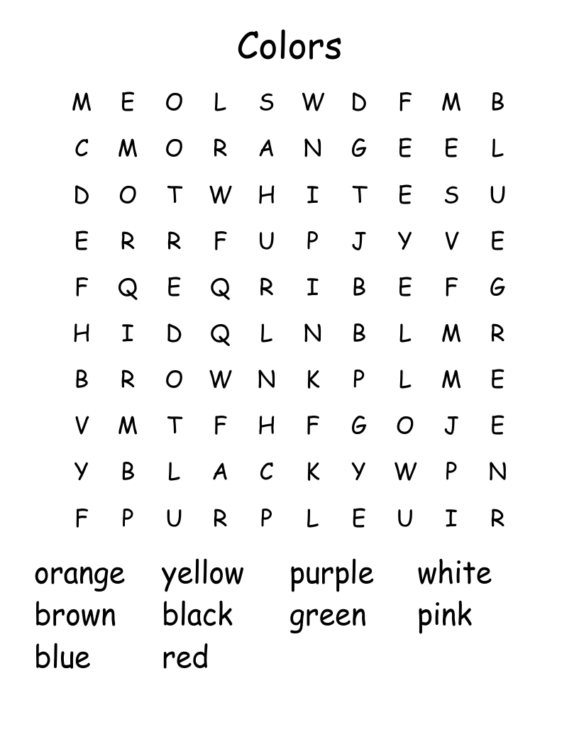 Colors Word Search