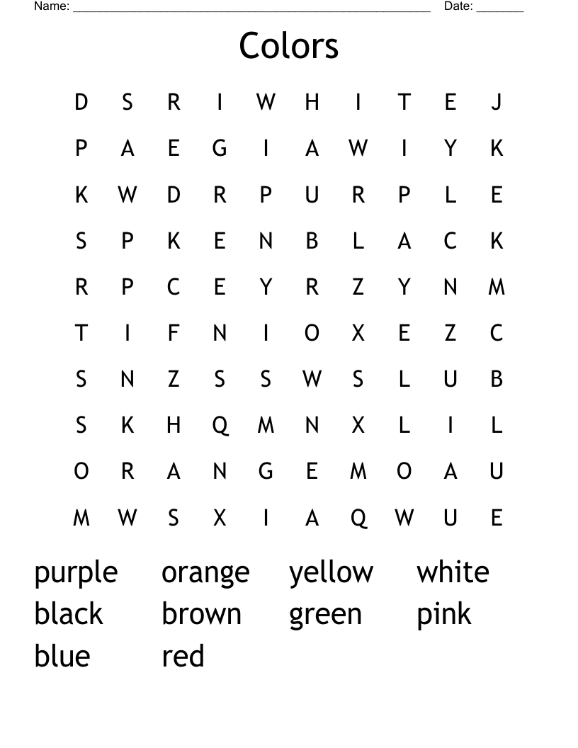 Colors Word Search