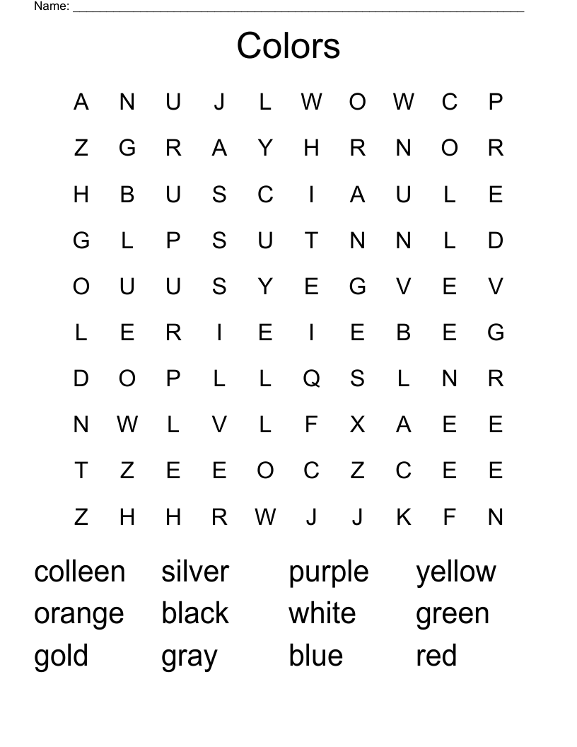 Colors Word Search