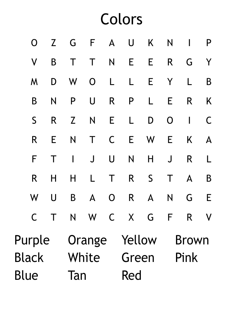 Colors Word Search