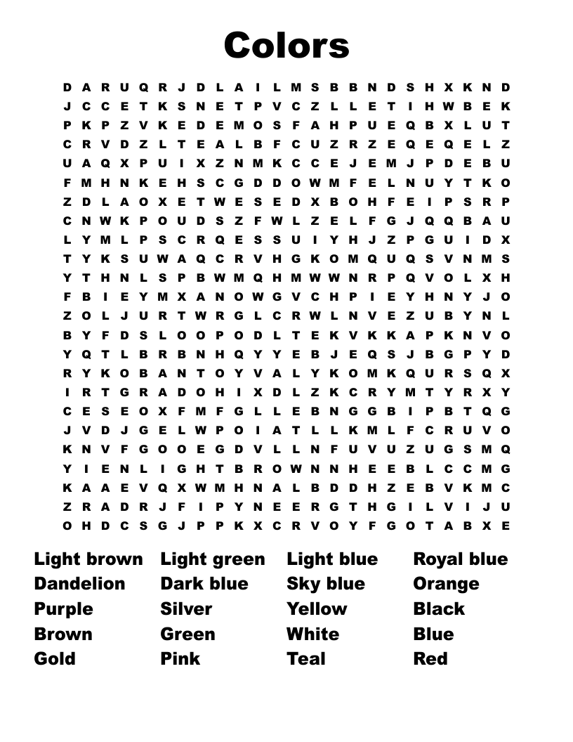 Colors Word Search