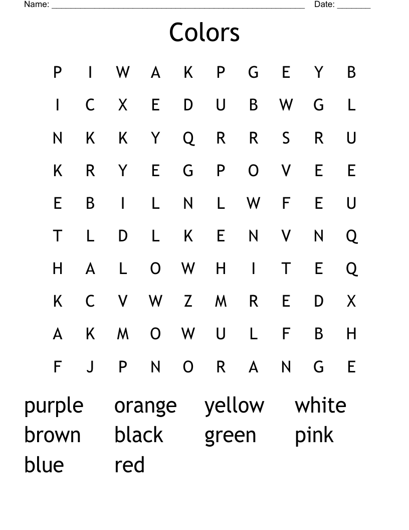 Colors Word Search
