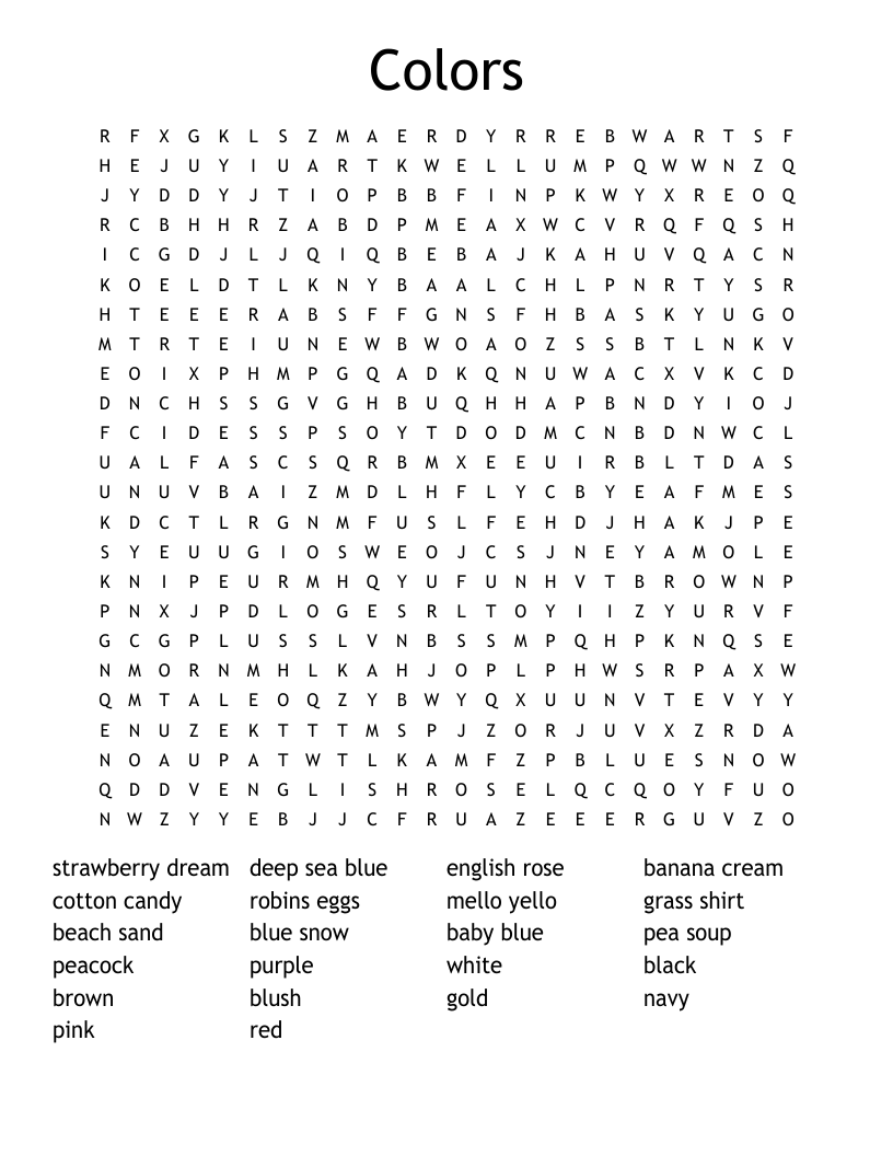 Colors Word Search