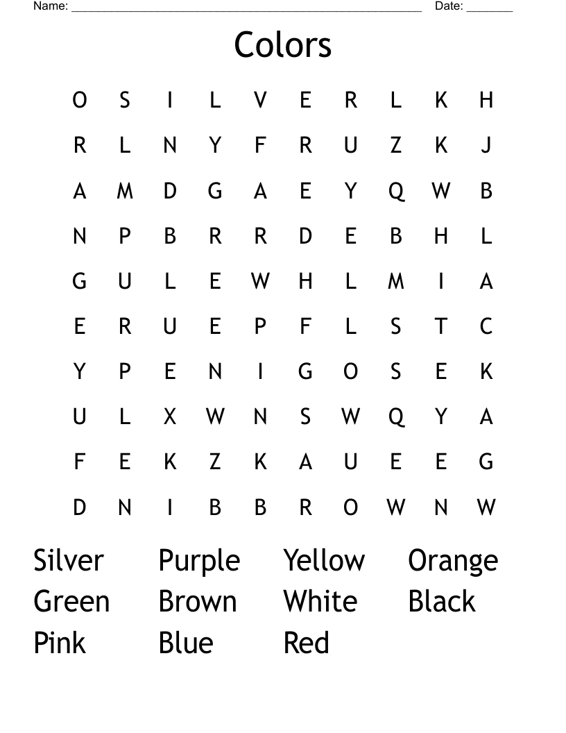 Colors Word Search