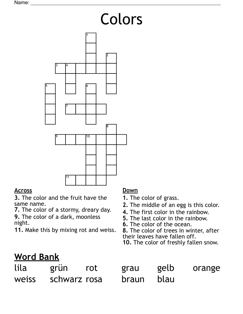 Colors Crossword