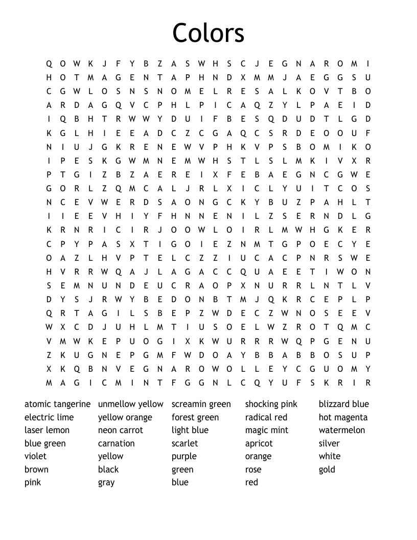 Colors Word Search