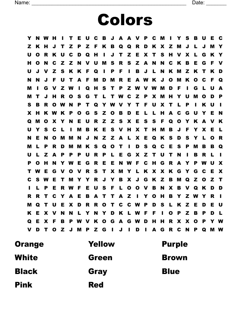 Colors Word Search