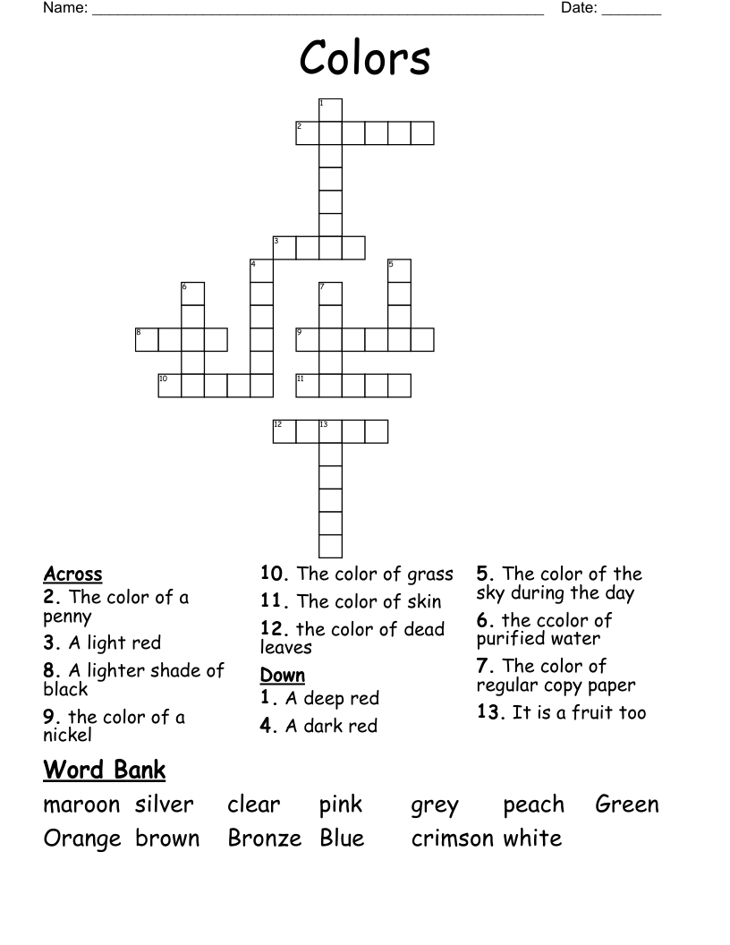 Colors Crossword