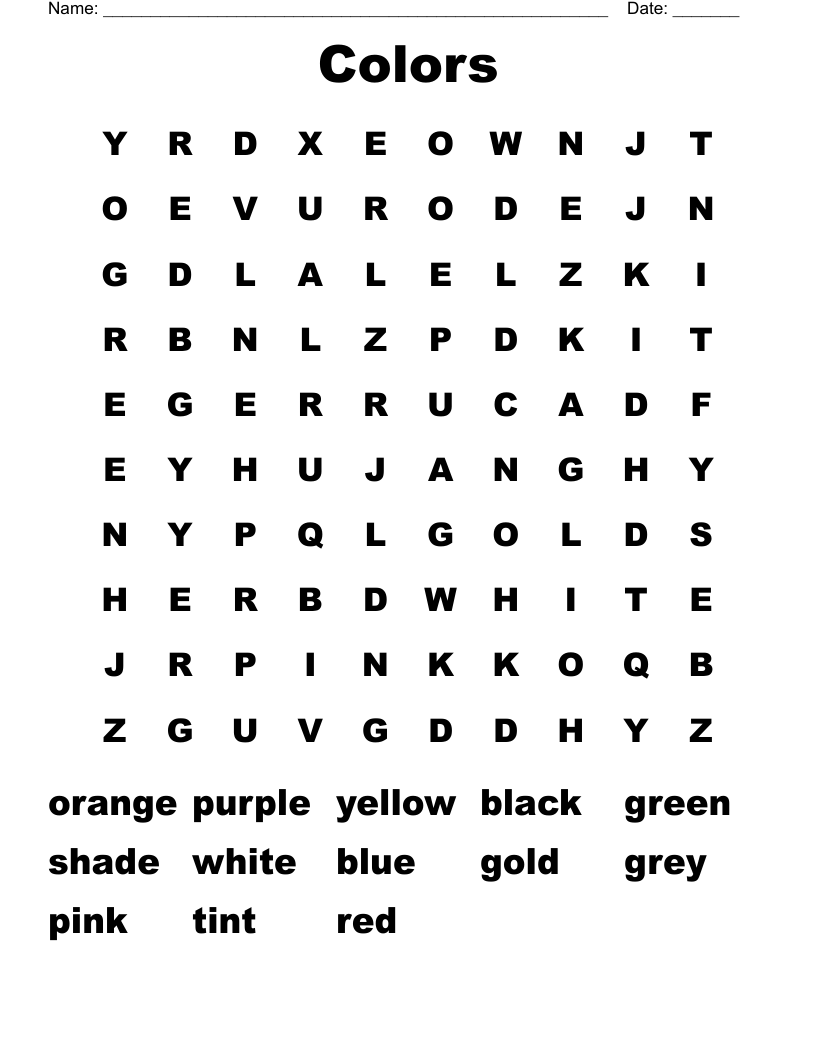 Colors Word Search