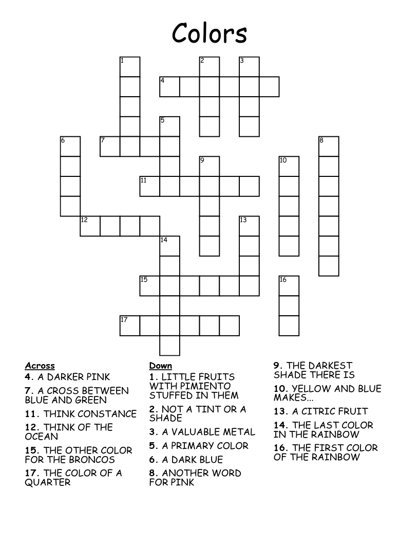 Colors Crossword