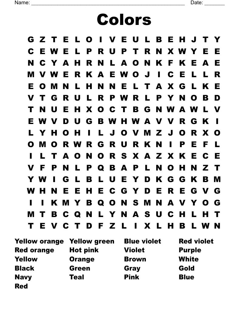 Colors Word Search