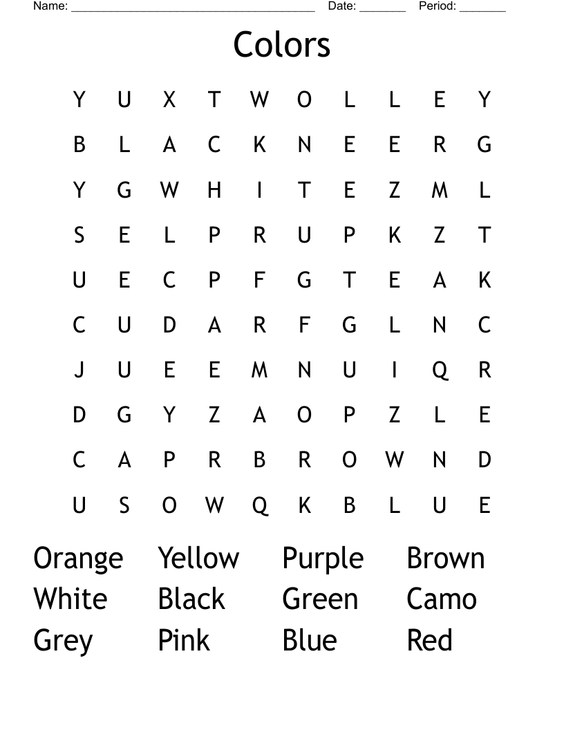 Colors Word Search