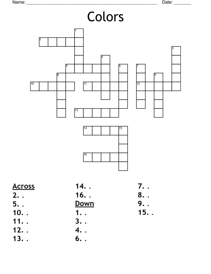 Colors Crossword