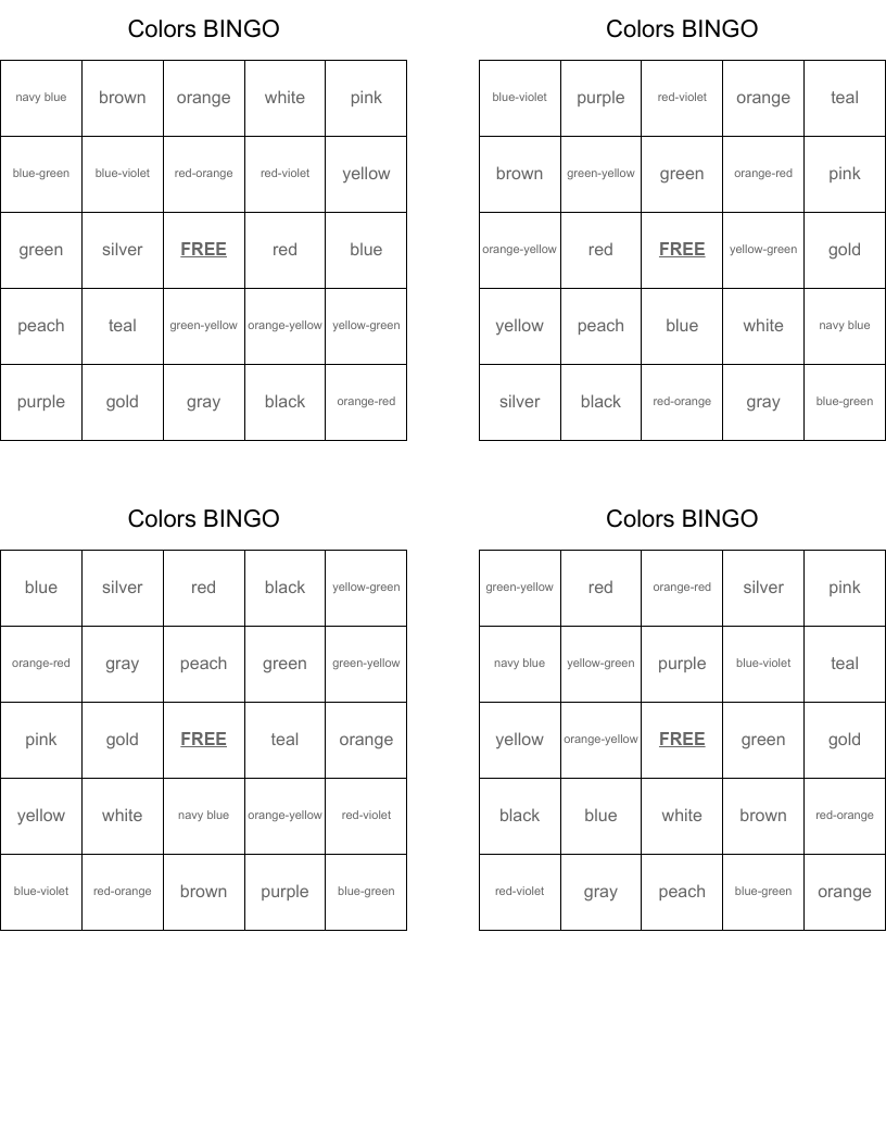 Colors BINGO
