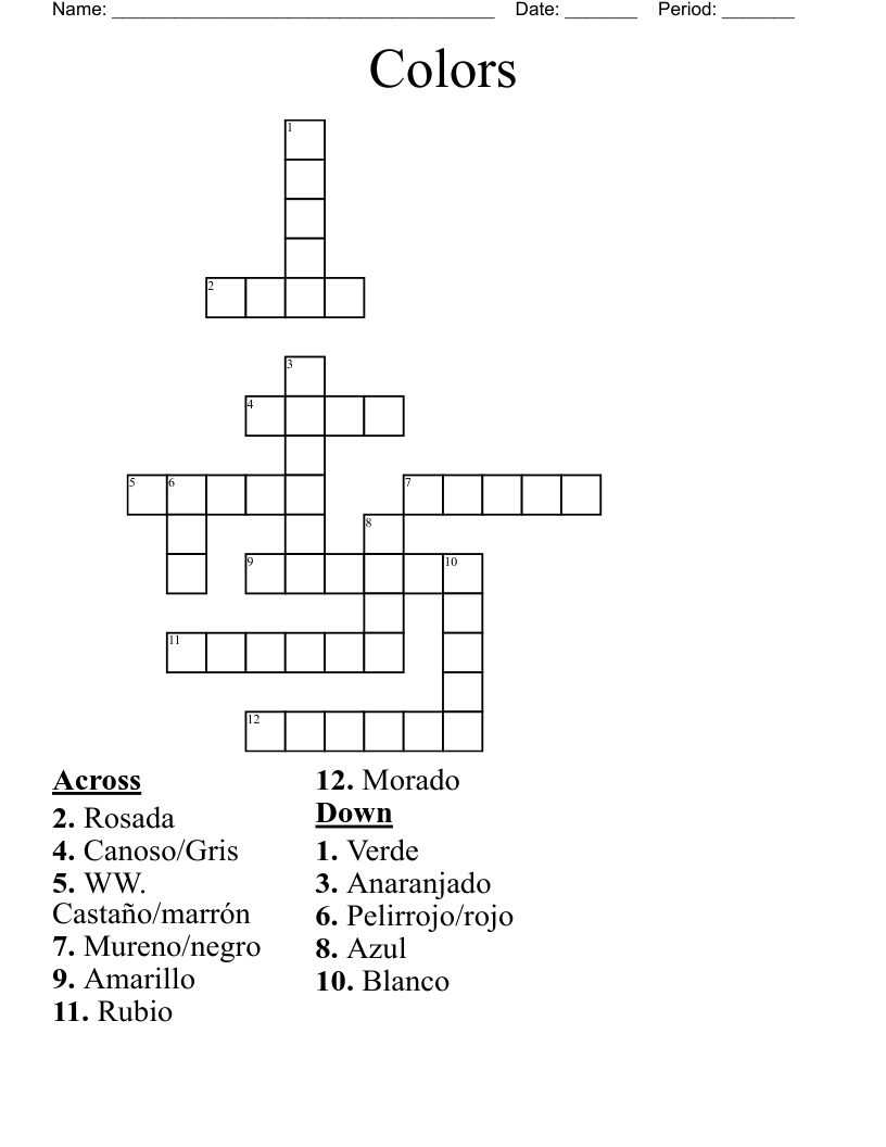 Colors  Crossword