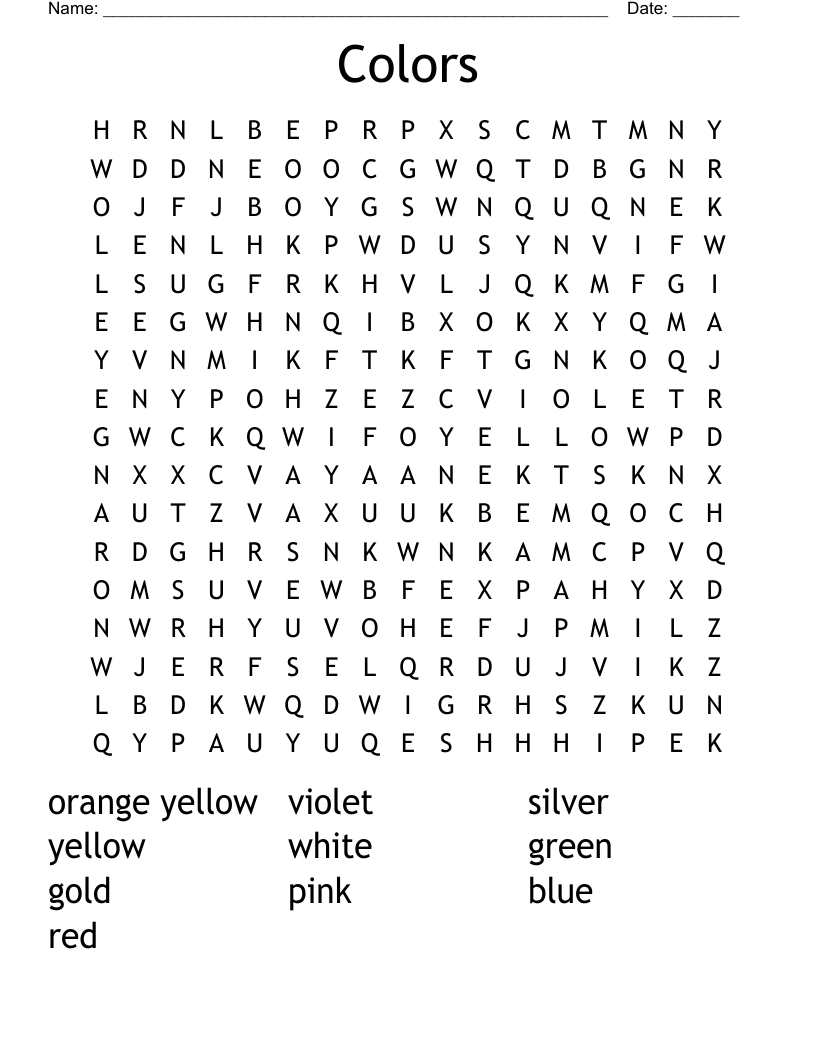 Colors  Word Search