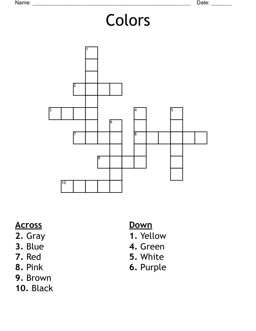Colors  Crossword