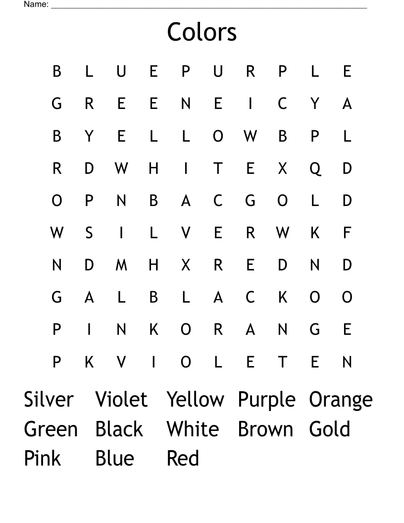 Colors  Word Search