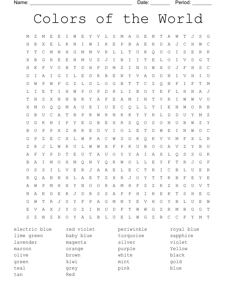 Colors of the World Word Search