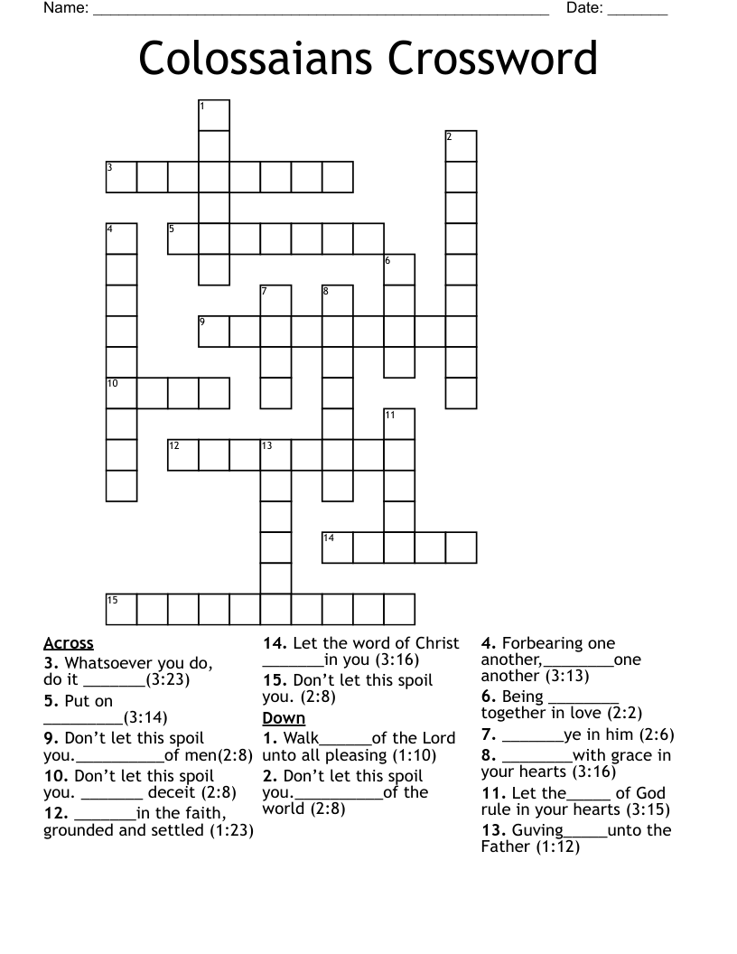 Colossaians Crossword