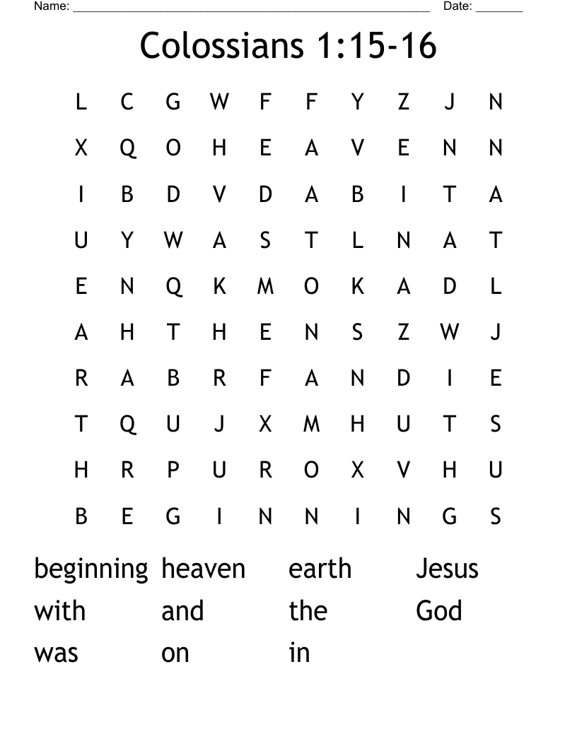 Colossians 1:15-16 Word Search