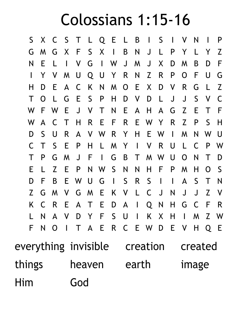 Colossians 1:15-16 Word Search