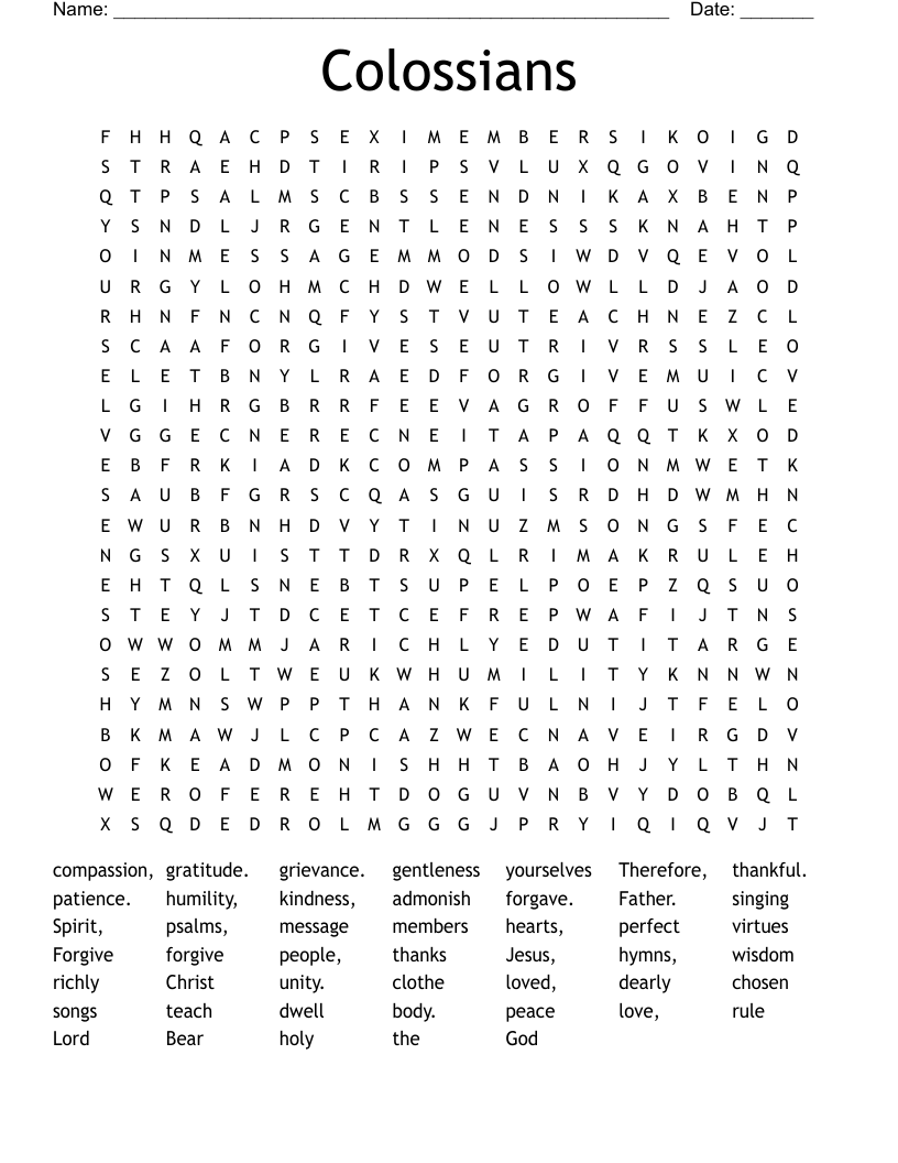 Colossians Word Search