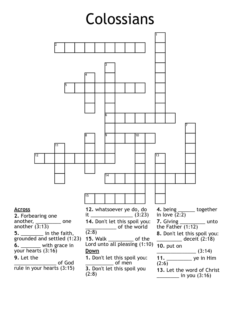 Colossians Crossword