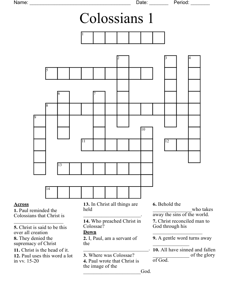 Colossians 1 Crossword