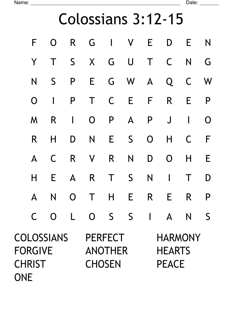 Colossians 3:12-15 Word Search